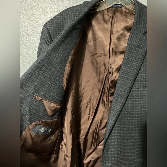 Brooks Brothers Blazer Mens 44R Regent Fit Reda Wool Blue/Gray/Brown Plaid EUC - Picture 8 of 13